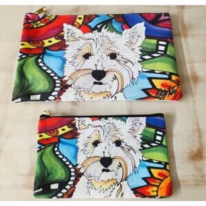 Westies Cute puppy  Bundle NWOT Pouch by Artist Alyson Whitney. PopArt. Travel